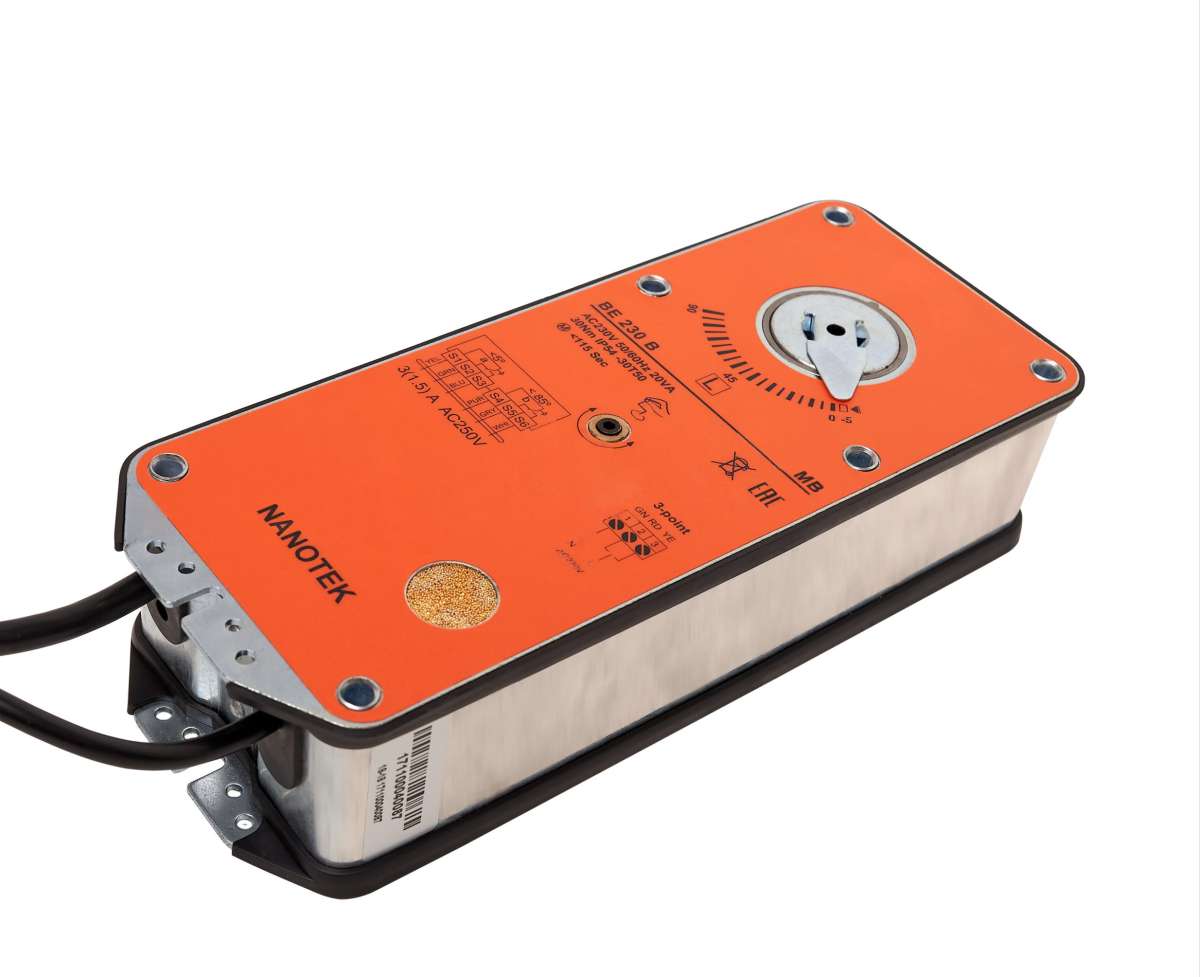 Электропривод Нанотек BE 230 B (40 Н·м, противопожарный, реверсивный) Электропривод Нанотек BE 230 B (40 Н·м, противопожарный, реверсивный)