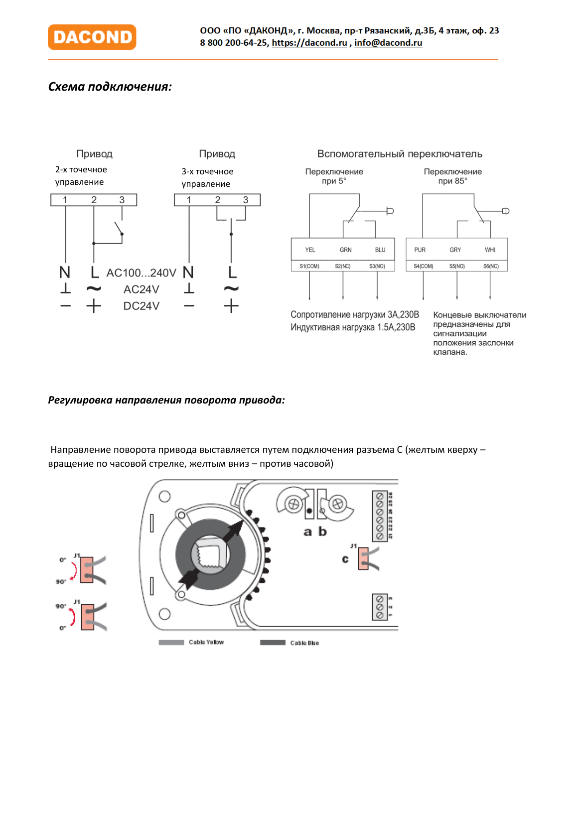 Привод воздушной заслонки DAC-LMC24-04S
